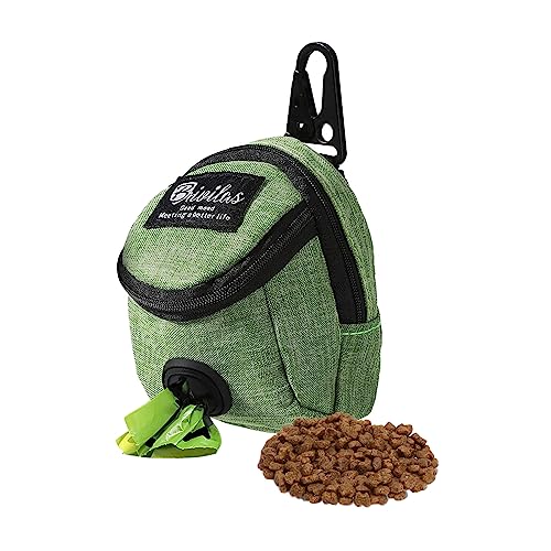 FuninCrea Leckerli-Tasche für Hunde, Leckerli-Tasche mit integriertem Kotbeutel-Spender, Hundetraining, Leckerli-Tasche zum Spazierengehen, Hundetrainingstasche für Reisen, Outdoor-Training (grün) von FuninCrea