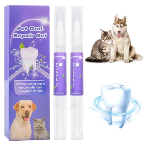 2 Stück Zahnbürstenstift für Haustiere,Pet Oral Repair Gel,Gel für Mundpflege von Haustieren,Haustier Zahnreinigungsstift,Verbesserung von Mundgeruch,Bekämpfung von Zahnstein von Funmo