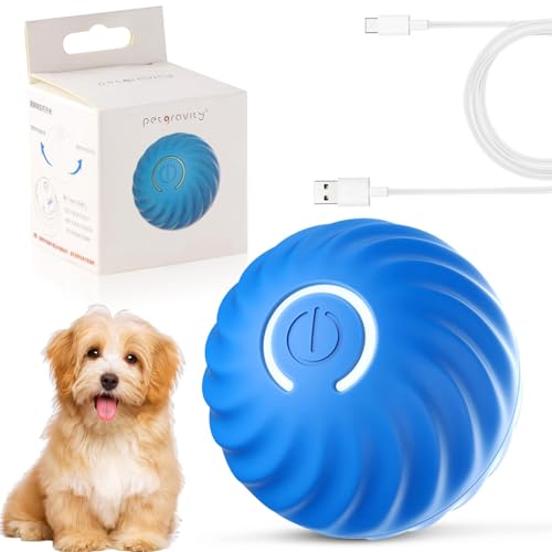 Hundespielzeug Ball, Interaktives Hundespielzeug Ball, Strapazierfähiger Automatisch Rollender Ball, Hundeball für Kleine und Mittelgroße Hunde, USB Wiederaufladbar von Funmo