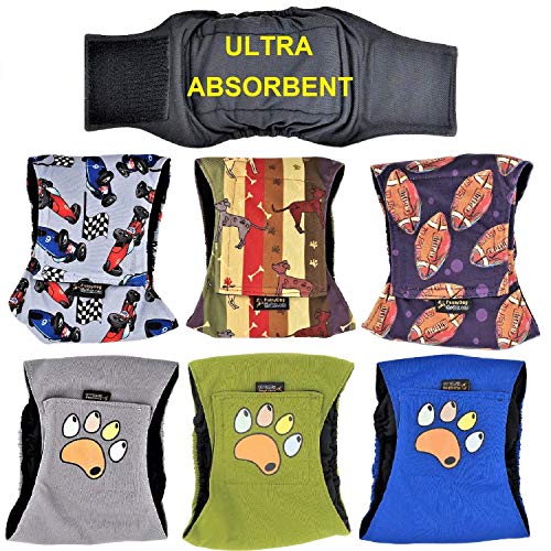 FunnyDogClothes Hundewindeln für männliche Hunde, 4 Lagen, saugfähig, wasserdicht, auslaufsicher, waschbar, Größe XL: Taille 50,8 cm – 66 cm, 6 Stück FunnyDogClothes Hundewindeln für männliche Hunde, 4 Lagen, saugfähig, wasserdicht, auslaufsicher, waschbar, Größe XL: Taille 50,8 cm – 66 cm, 6 Stück von FunnyDogClothes