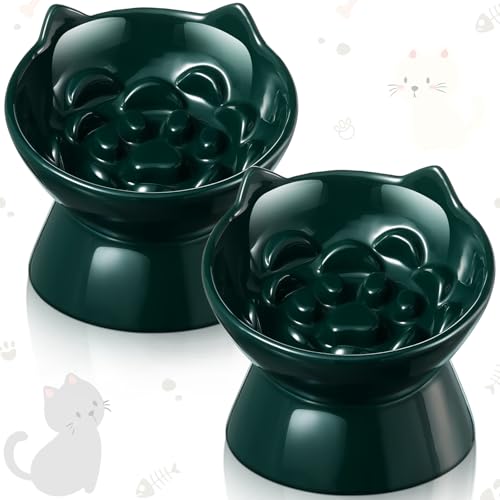 Funnymoom Erhöhter Futternapf aus Keramik, für langsames Fressen, erhöhter Futternapf für trockenes Nassfutter und Wasser, leicht zu reinigen, hoher Rand, für Katzen und kleine Hunde, Funnymoom Erhöhter Futternapf aus Keramik, für langsames Fressen, erhöhter Futternapf für trockenes Nassfutter und Wasser, leicht zu reinigen, hoher Rand, für Katzen und kleine Hunde, von Funnymoom