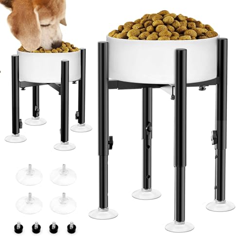 Hundenapfständer, verstellbar, erhöhter Futternapfständer, Metall, verstellbar auf 4 Höhen (21,8 cm, 26,4 cm, 29,5 cm, 35,6 cm), für kleine, mittelgroße und große Hunde (ohne Napf) von Funvalley Surperfect