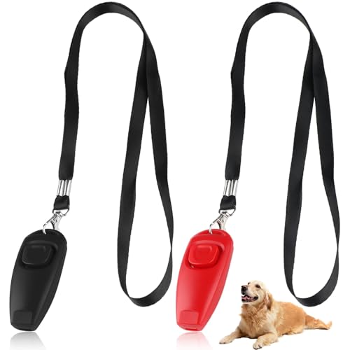 2 Stück Anti-Bell-Hundepfeifen, Hochfrequenzpfeife mit Umhängeband (Rot und Schwarz), Ultraschall-Anti-Bell-Hundetrainingspfeifen, Pfeifenerinnerung, für Das Hundetraining von Funver