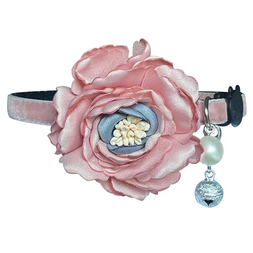 Fupo Katzenhalsband, verstellbar, mit Glocke und Blume, Rosa von Fupo
