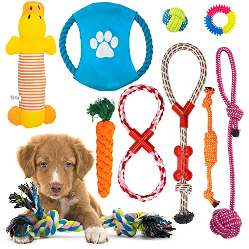 Fur & Bone Kauspielzeug für Welpen, zum Zahnen, Spielen und zur Zahnreinigung, fliegende Scheibe, 10 Stück, Seil für Hunde aus 100 % natürlicher Baumwolle, Seil für kleine und mittelgroße Hunde von Fur & Bone