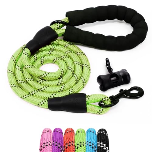 FurDreams Hundeleine - 150 cm, Grün I mit weichem, gepolstertem Griff und reflektierenden Fäden I Hunde Leine mit Seil für große, mittlere und kleine Hunde I Mit gratis Kotbeutelspender FurDreams Hundeleine - 150 cm, Grün I mit weichem, gepolstertem Griff und reflektierenden Fäden I Hunde Leine mit Seil für große, mittlere und kleine Hunde I Mit gratis Kotbeutelspender von FurDreams
