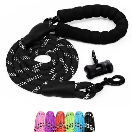 FurDreams Hundeleine - 150 cm, Schwarz I mit weichem, gepolstertem Griff und reflektierenden Fäden I Hunde Leine mit Seil für große, mittlere und kleine Hunde I Mit gratis Kotbeutelspender FurDreams Hundeleine - 150 cm, Schwarz I mit weichem, gepolstertem Griff und reflektierenden Fäden I Hunde Leine mit Seil für große, mittlere und kleine Hunde I Mit gratis Kotbeutelspender von FurDreams