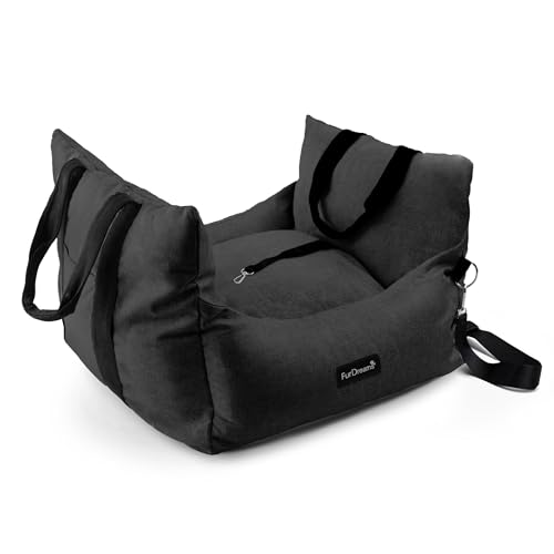 Furdreams Gemütliches Reise-Haustierbett, tragbare Autositzerhöhung und Tragetasche, kurzer und Langer Gurt, Tasche, Leine, abnehmbares Kissen und wasserdichter Boden, für Hund und Welpen, Schwarz, Furdreams Gemütliches Reise-Haustierbett, tragbare Autositzerhöhung und Tragetasche, kurzer und Langer Gurt, Tasche, Leine, abnehmbares Kissen und wasserdichter Boden, für Hund und Welpen, Schwarz, von FurDreams