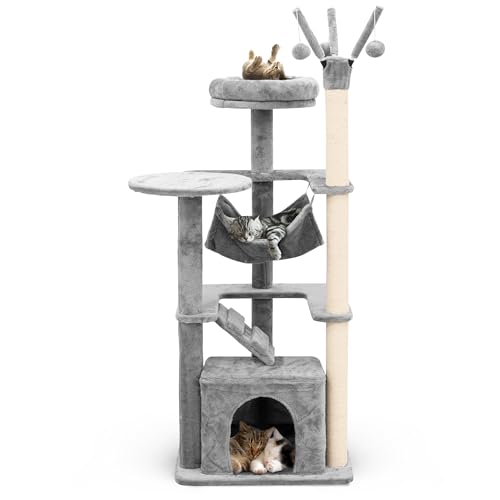 Furdreams Kratzbaum mit Hängematte, Leiter, Pompons & Verstecke – Perfektes mehrstöckiges Kletterhaus für Katzenaktivität, Spiel- und Entspannungszentrum – ideal für Indoor-Katzen – einfache Montage Furdreams Kratzbaum mit Hängematte, Leiter, Pompons & Verstecke – Perfektes mehrstöckiges Kletterhaus für Katzenaktivität, Spiel- und Entspannungszentrum – ideal für Indoor-Katzen – einfache Montage von FurDreams