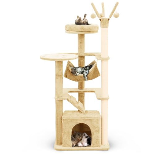 Furdreams Kratzbaum mit Hängematte, Leiter, Pompons & Verstecke – Perfektes mehrstöckiges Kletterhaus für Katzenaktivität, Spiel- und Entspannungszentrum – ideal für Indoor-Katzen – einfache Montage Furdreams Kratzbaum mit Hängematte, Leiter, Pompons & Verstecke – Perfektes mehrstöckiges Kletterhaus für Katzenaktivität, Spiel- und Entspannungszentrum – ideal für Indoor-Katzen – einfache Montage von FurDreams