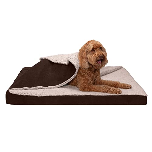 Furhaven XL Orthopedic Dog Bed Berber & Suede Blanket Top Mattress w/Removable Washable Cover - Espresso, Jumbo (X-Large) von Furhaven