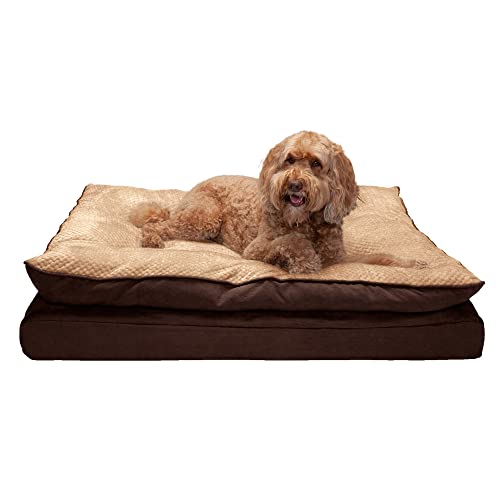 Furhaven XL Orthopedic Dog Bed Minky Plush & Suede Pillow Top Mattress w/Removable Washable Cover - French Roast, Jumbo (X-Large) von Furhaven