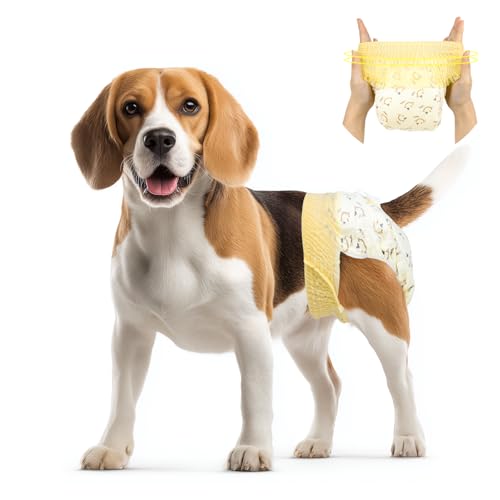FurVeluxia Hundewindeln zum Hochziehen mit dehnbarem Bund (M, 60 Stück), Einweg-Windeln, super saugfähig, auslaufsicher, für Welpen in Wärmeperiode, ältere Menschen, Behinderte von FurVeluxia