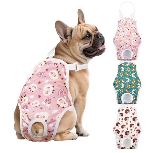 FurVeluxia Waschbare Windeln für Hündinnen mit verstellbarem Hosenträger, wiederverwendbare Hundewindeln, super saugfähig, auslaufsicher, für Hunde bei Hitze (XL, Aniaml), 3 Stück von FurVeluxia