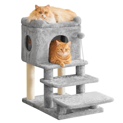 Furcato Kratzbaum mit 3 Stufen, 72,9 cm Katzenturm für Indoor-Katzen, Katzenhaus mit Sisalüberzogenen Kratzbäumen, gepolsterte Sitzstange für Kätzchen, Katzen und Haustiere, Hellgrau Furcato Kratzbaum mit 3 Stufen, 72,9 cm Katzenturm für Indoor-Katzen, Katzenhaus mit Sisalüberzogenen Kratzbäumen, gepolsterte Sitzstange für Kätzchen, Katzen und Haustiere, Hellgrau von Furcato