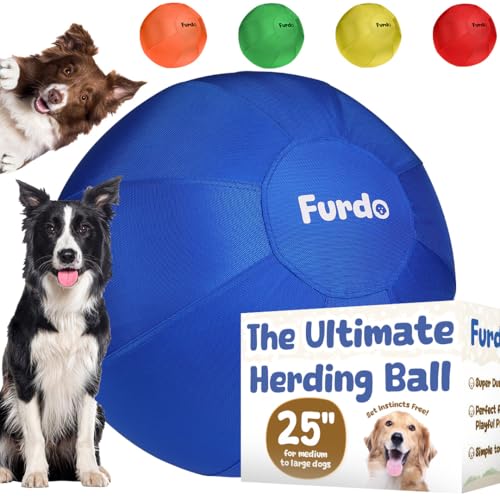 Furdo 63,5 cm Herding Ball für Hunde, Australian Shepherd, für Rinder, Border Collie, für Blue Heelers & andere mittelgroße bis große Hunde, Herding Dog Ball, Herding Hundespielzeug, Pferdeball - Blau von Furdo