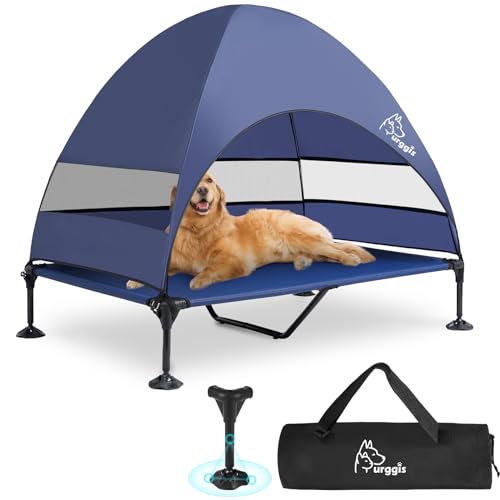 Erhöhtes Hundebett, erhöhtes Hundebett mit erhöhtem Hundebett mit Baldachin (XL, Hundehimmel, Marineblau) von Furggis