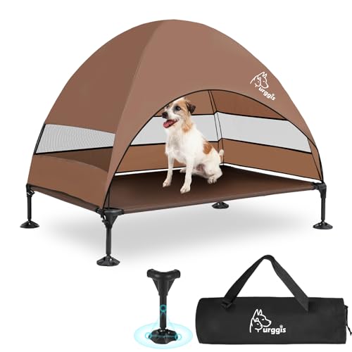 Erhöhtes Hundebett, erhöhtes Hundebett mit erhöhtem Hundebett mit Baldachin (groß, Hundehimmel, Braun) von Furggis