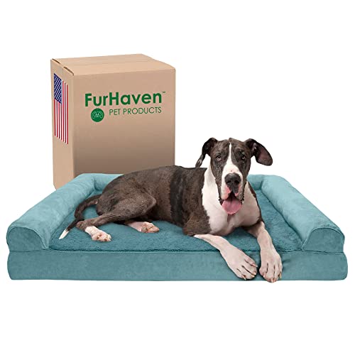 Furhaven XXL Memory Foam Dog Bed Plush & Suede Sofa-Style w/Removable Washable Cover - Deep Pool, Jumbo Plus (XX-Large) von Furhaven