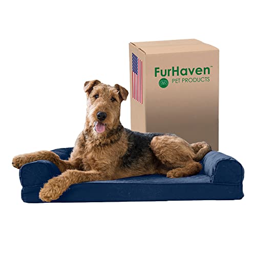 Furhaven Large Memory Foam Dog Bed Quilted Sofa-Style w/Removable Washable Cover - Navy, Large von Furhaven