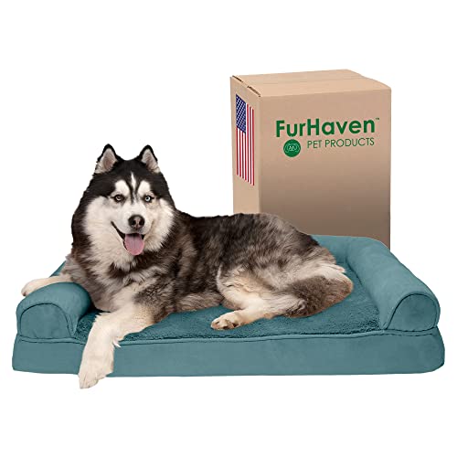 Furhaven XL Memory Foam Dog Bed Plush & Suede Sofa-Style w/Removable Washable Cover - Deep Pool, Jumbo (X-Large) von Furhaven
