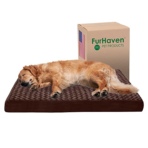 Furhaven XL Orthopedic Dog Bed Ultra Plush Faux Fur & Suede Mattress w/Removable Washable Cover - Chocolate, Jumbo (X-Large) von Furhaven