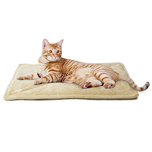 Furhaven Small Cat Bed ThermaNAP Quilted Faux Fur Self-Warming Pad, Washable - Cream, Small von Furhaven