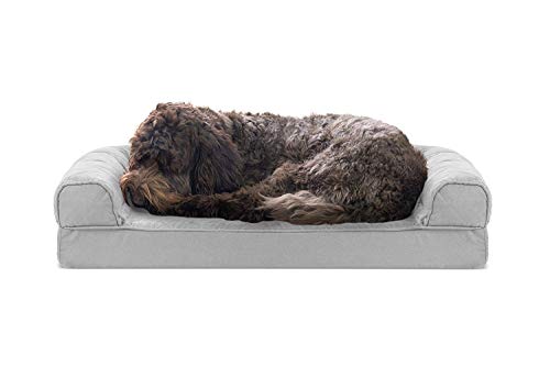 Furhaven Pet Bed for Dogs and Cats - Quilted Sofa-Style Cooling Gel Foam Dog Bed, Removable Machine Washable Cover - Silver Gray, Medium von Furhaven