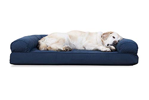 FurHaven Pet Bed for Dogs and Cats - Quilted Sofa-Style Cooling Gel Foam Dog Bed, Removable Machine Washable Cover - Navy, Jumbo (X-Large) von FurHaven