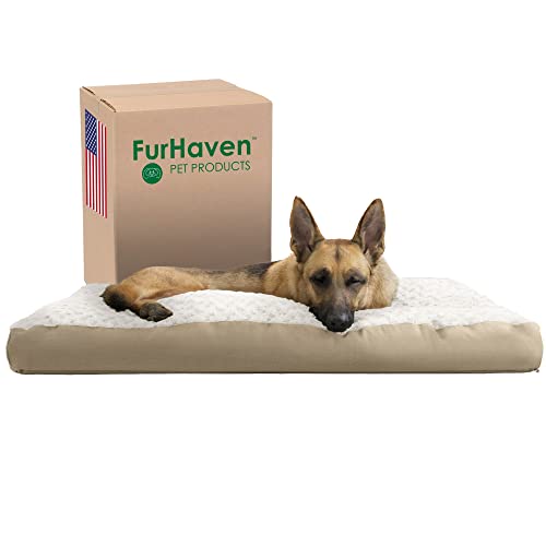 furhaven Nap Pet Bett recyceltem Fiber-Filled Deluxe Kissen Hundebett, wasserabweisend Boden von Furhaven