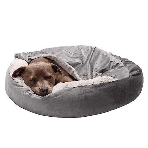 Furhaven 27" Round Medium Donut Dog Bed Plush Velvet Waves Hooded Calming Cuddler, Washable - Dark Gray, Medium Furhaven 27" Round Medium Donut Dog Bed Plush Velvet Waves Hooded Calming Cuddler, Washable - Dark Gray, Medium von Furhaven