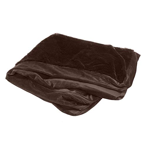 Furhaven Ersatz-Hundebettbezug aus Plüsch und Samt, L-förmiger Chaisel, maschinenwaschbar, Sable Brown, Größe M von Furhaven