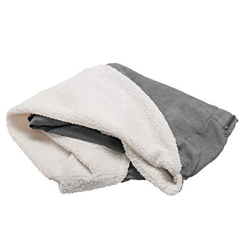 Furhaven Ersatz-Hundebettbezug aus Sherpa und Wildleder, maschinenwaschbar, Grau, 89 cm Furhaven Ersatz-Hundebettbezug aus Sherpa und Wildleder, maschinenwaschbar, Grau, 89 cm von Furhaven