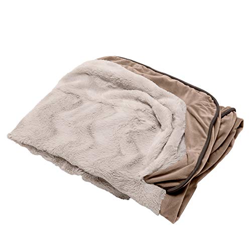 Furhaven Ersatz-Haustierbettbezug – Plüsch-Samt-Wellen, Perfekter Komfort-Sofa, waschbar, Hundebettbezug, Braunstone, groß, Large (Pack of 1) von Furhaven