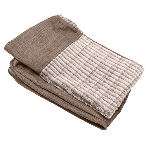 Furhaven Ersatzbezug für Haustierbett, Sofa-Stil, Kunstfell und strapazierfähiges Leinen, waschbar, Woodsmoke, Jumbo Plus (XXL) von Furhaven