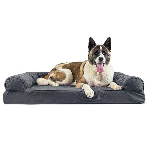Furhaven XL Memory Foam Dog Bed Quilted Sofa-Style w/Removable Washable Cover - Iron Gray, Jumbo (X-Large) von Furhaven