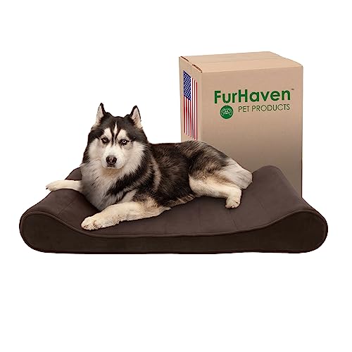 Furhaven XL-Hundebett, kühlendes Gel-Schaumstoff, Mikrosamt, mit abnehmbarem, waschbarem Bezug, Espresso, Jumbo, Größe XL von Furhaven