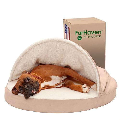 Furhaven Hundebett, rund, Memory-Schaumstoff, 88,9 cm, Sherpa und Wildleder, mit abnehmbarem waschbarem Bezug, Cremefarben, 88,9 cm Furhaven Hundebett, rund, Memory-Schaumstoff, 88,9 cm, Sherpa und Wildleder, mit abnehmbarem waschbarem Bezug, Cremefarben, 88,9 cm von Furhaven
