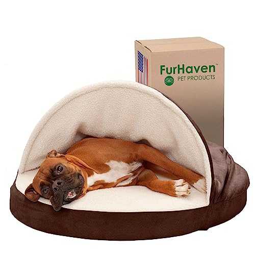 Furhaven Hundebett aus Memory-Schaum, rund, 88,9 cm, für große und mittelgroße Hunde, mit abnehmbarem, waschbarem Bezug, für Hunde bis zu 22,7 kg – Sherpa & Suede Snuggery – Espresso, 88,9 cm Furhaven Hundebett aus Memory-Schaum, rund, 88,9 cm, für große und mittelgroße Hunde, mit abnehmbarem, waschbarem Bezug, für Hunde bis zu 22,7 kg – Sherpa & Suede Snuggery – Espresso, 88,9 cm von Furhaven