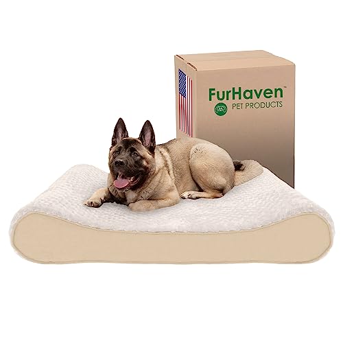 Furhaven Hundebett aus Memory-Schaum für große Hunde mit abnehmbarem, waschbarem Bezug, für Hunde bis zu 68 kg, ultraweiches Kunstfell und Wildleder, luxuriöse Liegematratze, cremefarben, Jumbo Furhaven Hundebett aus Memory-Schaum für große Hunde mit abnehmbarem, waschbarem Bezug, für Hunde bis zu 68 kg, ultraweiches Kunstfell und Wildleder, luxuriöse Liegematratze, cremefarben, Jumbo von Furhaven