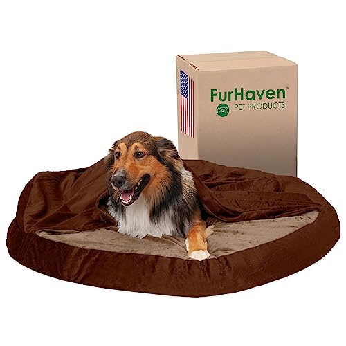Furhaven Hundebett aus Memory-Schaumstoff, rund, 111,8 cm, mit abnehmbarem waschbarem Bezug, Espresso, 111,8 cm von Furhaven
