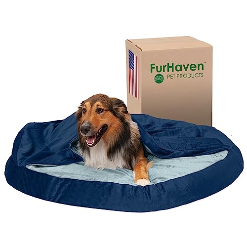 Furhaven Hundebett für große Hunde, aus Memory-Schaum, rund, mit abnehmbarem, waschbarem Bezug, für Hunde bis zu 36 kg, Mikrosamt, 111,8 cm, Marineblau Furhaven Hundebett für große Hunde, aus Memory-Schaum, rund, mit abnehmbarem, waschbarem Bezug, für Hunde bis zu 36 kg, Mikrosamt, 111,8 cm, Marineblau von Furhaven