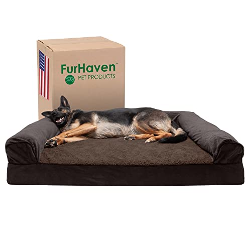 Furhaven Kühlendes Gel-Hundebett für große Hunde mit abnehmbaren Nackenrollen und waschbarem Bezug, für Hunde bis zu 56,7 kg – Sherpa & Chenille Sofa – Kaffee, Jumbo Plus/XXL Furhaven Kühlendes Gel-Hundebett für große Hunde mit abnehmbaren Nackenrollen und waschbarem Bezug, für Hunde bis zu 56,7 kg – Sherpa & Chenille Sofa – Kaffee, Jumbo Plus/XXL von Furhaven