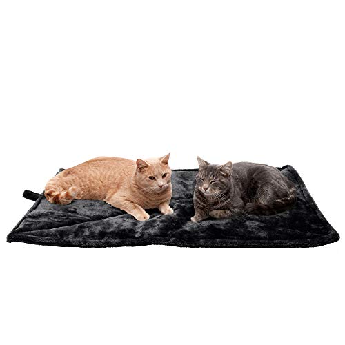 Furhaven Large Cat Bed ThermaNAP Quilted Faux Fur Self-Warming Pad, Washable - Black, Large von Furhaven