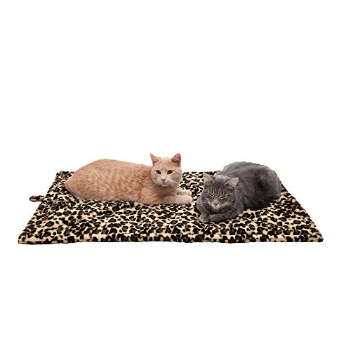 Furhaven Large Cat Bed ThermaNAP Quilted Faux Fur Self-Warming Pad, Washable - Leopard Print, Large von Furhaven