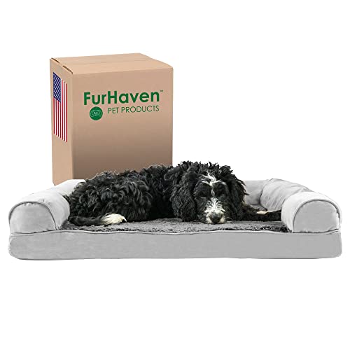 Furhaven Large Memory Foam Dog Bed Plush & Suede Sofa-Style w/Removable Washable Cover - Gray, Large Furhaven Large Memory Foam Dog Bed Plush & Suede Sofa-Style w/Removable Washable Cover - Gray, Large von Furhaven