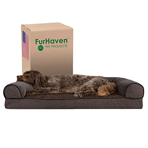 Furhaven Large Memory Foam Dog Bed Sherpa & Chenille Sofa-Style w/Removable Washable Cover - Coffee, Large Furhaven Large Memory Foam Dog Bed Sherpa & Chenille Sofa-Style w/Removable Washable Cover - Coffee, Large von Furhaven