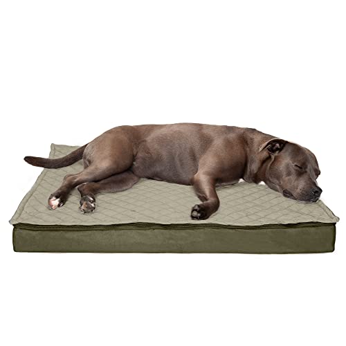 Furhaven Large Memory Foam Dog Bed Water-Resistant Indoor/Outdoor Quilt Top Convertible Mattress w/Removable Washable Cover - Dark Sage, Large von Furhaven