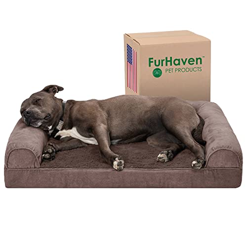 Furhaven Large Orthopedic Dog Bed Faux Fur & Velvet Sofa-Style w/Removable Washable Cover - Driftwood Brown, Large Furhaven Large Orthopedic Dog Bed Faux Fur & Velvet Sofa-Style w/Removable Washable Cover - Driftwood Brown, Large von Furhaven