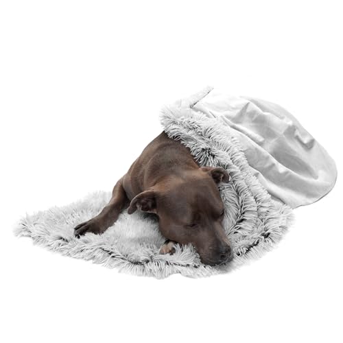 Furhaven Large Waterproof Calming Plush Long Faux Fur & Velvet Dog Blanket, Washable - Mist Gray, Large von Furhaven